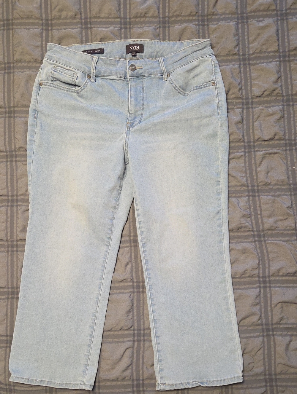 12P NYDJ Stonewashed Women's Cropped Straight-Leg Jeans, Like New!